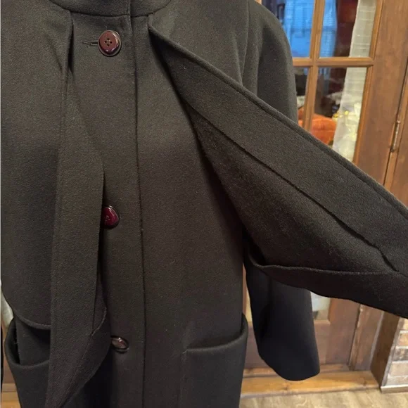 Electre Paris Vintage Black Pure Wool Long Maxi Coat See Measurements - Picture 10 of 16